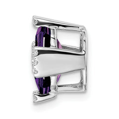 14k White Gold Octagon Amethyst and Diamond Chain Slide