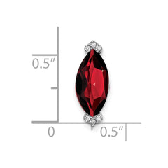 14k White Gold Marquise Garnet and Diamond Chain Slide