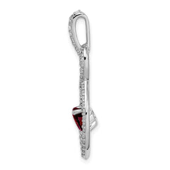 14k White Gold Garnet and Diamond Pendant - 7