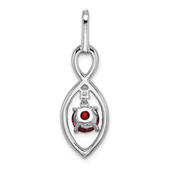 14k White Gold Garnet and Diamond Pendant - 7