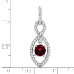 14k White Gold Garnet and Diamond Pendant - 7