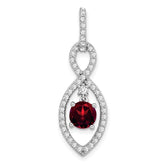 14k White Gold Garnet and Diamond Pendant - 7