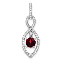 14k White Gold Garnet and Diamond Pendant - 7