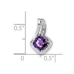 14k White Gold Amethyst and Diamond Chain Slide Pendant