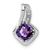 14k White Gold Amethyst and Diamond Chain Slide Pendant