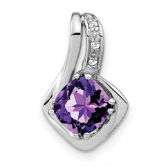 14k White Gold Amethyst and Diamond Chain Slide Pendant