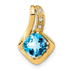 14k Blue Topaz and Diamond Chain Slide Pendant