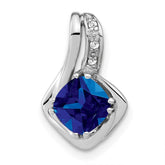 14k White Gold Cushion Lab Created Sapphire and Diamond Chain SIide