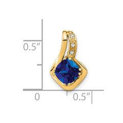 14k Cushion Lab Created Sapphire and Diamond Chain Slide