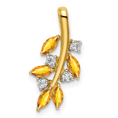 14k Citrine and Diamond Leaves Pendant