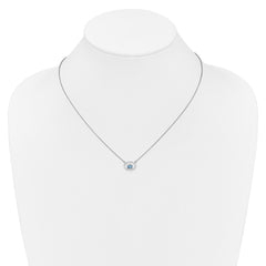 14k White Gold Oval Blue Topaz and Diamond 18in. Necklace