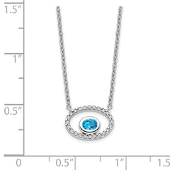 14k White Gold Oval Blue Topaz and Diamond 18in. Necklace