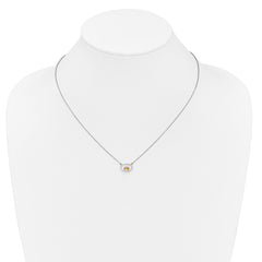 14k White Gold Oval Citrine and Diamond 18in. Necklace