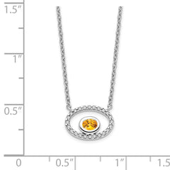 14k White Gold Oval Citrine and Diamond 18in. Necklace