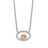 14k White Gold Oval Citrine and Diamond 18in. Necklace