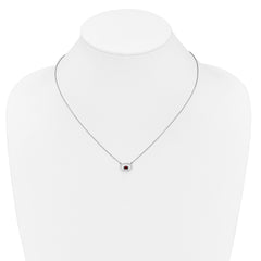 14k White Gold Oval Garnet and Diamond 18in. Necklace