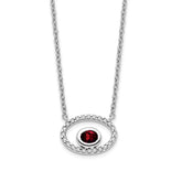 14k White Gold Oval Garnet and Diamond 18in. Necklace