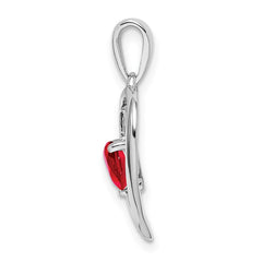 14k White Gold Ruby and Diamond Heart Pendant - 3