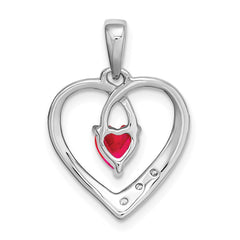 14k White Gold Ruby and Diamond Heart Pendant - 3