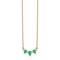 14k Pear Emerald and Diamond 18 inch Necklace