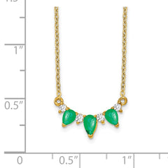 14k Pear Emerald and Diamond 18 inch Necklace
