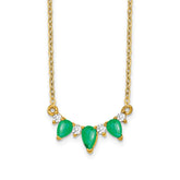 14k Pear Emerald and Diamond 18 inch Necklace