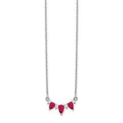 14k White Gold Pear Ruby and Diamond 18 inch Necklace