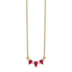 14k Pear Ruby and Diamond 18 inch Necklace
