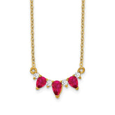 14k Pear Ruby and Diamond 18 inch Necklace