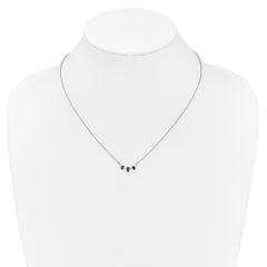 14k White Gold Pear Sapphire and Diamond 18 inch Necklace