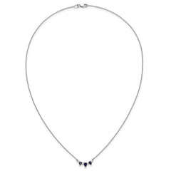 14k White Gold Pear Sapphire and Diamond 18 inch Necklace
