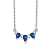 14k White Gold Pear Sapphire and Diamond 18 inch Necklace