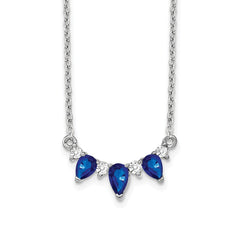 14k White Gold Pear Sapphire and Diamond 18 inch Necklace