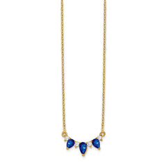 14k Pear Sapphire and Diamond 18 inch Necklace