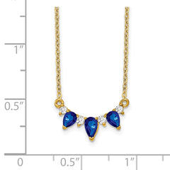 14k Pear Sapphire and Diamond 18 inch Necklace