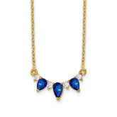 14k Pear Sapphire and Diamond 18 inch Necklace