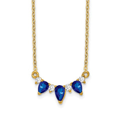 14k Pear Sapphire and Diamond 18 inch Necklace