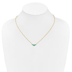 14k Oval and Round Emerald and Diamond 18 inch Necklace