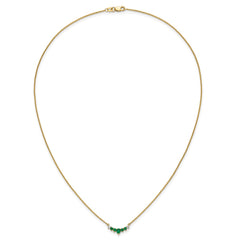 14k Oval and Round Emerald and Diamond 18 inch Necklace