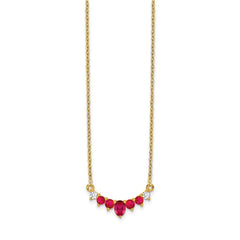 14k Oval and Round Ruby and Diamond 18 inch Necklace