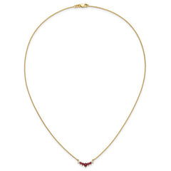 14k Oval and Round Ruby and Diamond 18 inch Necklace