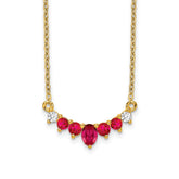 14k Oval and Round Ruby and Diamond 18 inch Necklace