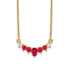14k Oval and Round Ruby and Diamond 18 inch Necklace