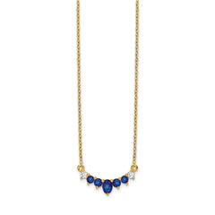 14k Oval and Round Sapphire and Diamond 18 inch Necklace