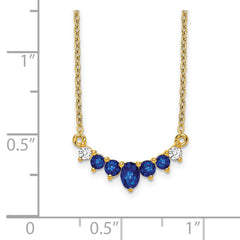 14k Oval and Round Sapphire and Diamond 18 inch Necklace
