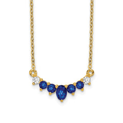 14k Oval and Round Sapphire and Diamond 18 inch Necklace