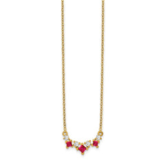 14k Princess Ruby and Diamond 18 inch Necklace