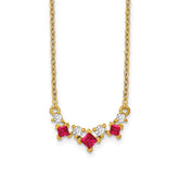 14k Princess Ruby and Diamond 18 inch Necklace