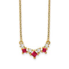 14k Princess Ruby and Diamond 18 inch Necklace