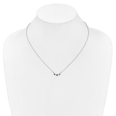 14k White Gold Princess Sapphire and Diamond 18 inch Necklace